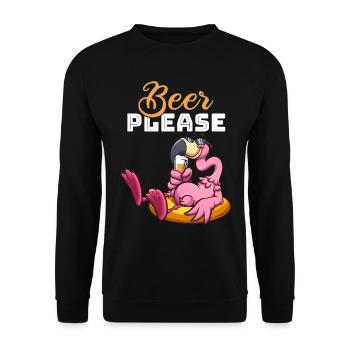 Funny Flamingo Beer - Funny Flamingo Beer please - Unisex Sweatshirt - black - Front - Alina (178cm) & Michal (187cm)