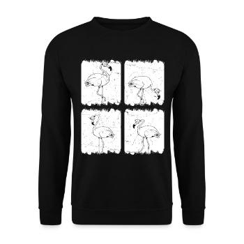 Retro Flamingo - Pink Flamingo Bird - Unisex Sweatshirt - black - Front - Alina (178cm) & Michal (187cm)