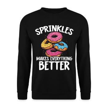 Donuts Donut - Unisex Pullover - Schwarz - Vorne - Alina (178cm) & Michal (187cm)