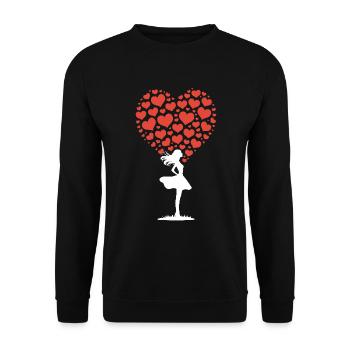 Das Herz im Herzen - Unisex Pullover - Schwarz - Vorne - Alina (178cm) & Michal (187cm)