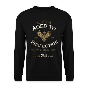 Aged to Perfection 24 Jahre Geburtstag Geschenk - Unisex Pullover - Schwarz - Vorne - Alina (178cm) & Michal (187cm)