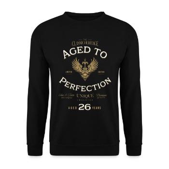 Aged to Perfection 26 Years Birthday Gift - Unisex Sweatshirt - black - Front - Alina (178cm) & Michal (187cm)