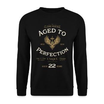 Aged to Perfection 22 Years Birthday Gift - Unisex Sweatshirt - black - Front - Alina (178cm) & Michal (187cm)