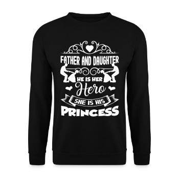 Father's Day Father And Daughter Hero And Princess - Unisex Sweatshirt - black - Front - Alina (178cm) & Michal (187cm)