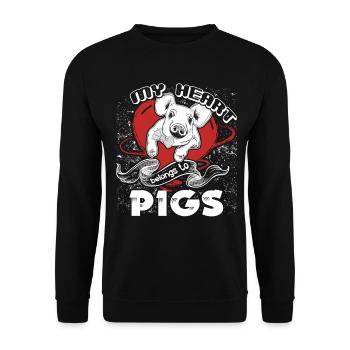 Pig My Heart Belongs To Pigs - Unisex Sweatshirt - black - Front - Alina (178cm) & Michal (187cm)