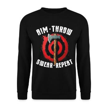 Axt Werfen Axt Werfer Axe Throwing - Unisex Pullover - Schwarz - Vorne - Alina (178cm) & Michal (187cm)