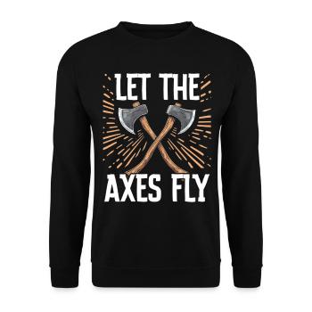 Axt Werfen Axt Werfer Axe Throwing - Unisex Pullover - Schwarz - Vorne - Alina (178cm) & Michal (187cm)