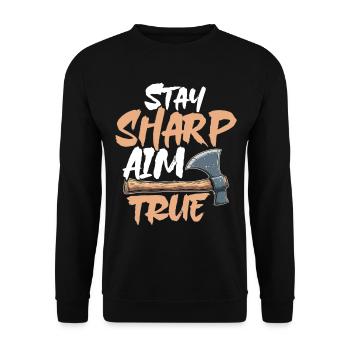 Axt Werfen Axt Werfer Axe Throwing - Unisex Pullover - Schwarz - Vorne - Alina (178cm) & Michal (187cm)