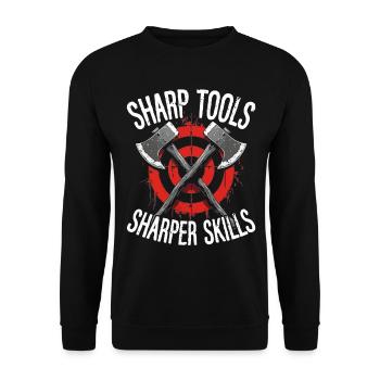 Axt Werfen Axt Werfer Axe Throwing - Unisex Pullover - Schwarz - Vorne - Alina (178cm) & Michal (187cm)