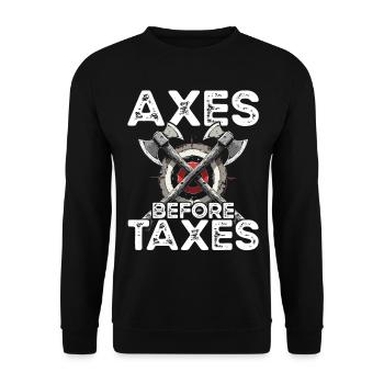 Axt Werfen Axt Werfer Axe Throwing - Unisex Pullover - Schwarz - Vorne - Alina (178cm) & Michal (187cm)