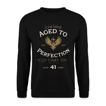 Aged to Perfection 41 Year Birthday Gift - Unisex Sweatshirt - black - Front - Alina (178cm) & Michal (187cm)