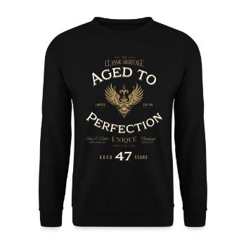 Aged to Perfection 47 Years Birthday Gift - Unisex Sweatshirt - black - Front - Alina (178cm) & Michal (187cm)