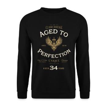 Aged to Perfection 34 Year Birthday Gift - Unisex Sweatshirt - black - Front - Alina (178cm) & Michal (187cm)