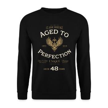 Aged to Perfection 48 Years Birthday Gift - Unisex Sweatshirt - black - Front - Alina (178cm) & Michal (187cm)