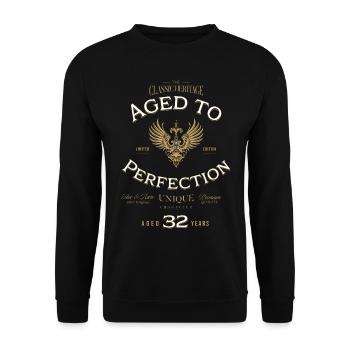 Aged to Perfection 32 Years Birthday Gift - Unisex Sweatshirt - black - Front - Alina (178cm) & Michal (187cm)