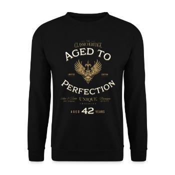Aged to Perfection 42 Years Birthday Gift - Unisex Sweatshirt - black - Front - Alina (178cm) & Michal (187cm)