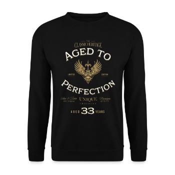 Aged to Perfection 33 Years Birthday Gift - Unisex Sweatshirt - black - Front - Alina (178cm) & Michal (187cm)