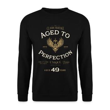 Aged to Perfection 49 Years Birthday Gift - Unisex Sweatshirt - black - Front - Alina (178cm) & Michal (187cm)