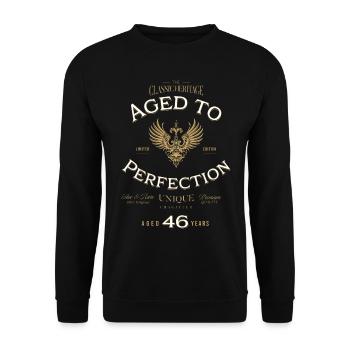 Aged to Perfection 46 Years Birthday Gift - Unisex Sweatshirt - black - Front - Alina (178cm) & Michal (187cm)