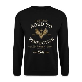 Aged to Perfection 54 Years Birthday Gift - Unisex Sweatshirt - black - Front - Alina (178cm) & Michal (187cm)