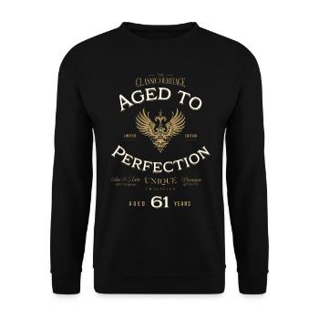 Aged to Perfection 61 Years Birthday Gift - Unisex Sweatshirt - black - Front - Alina (178cm) & Michal (187cm)
