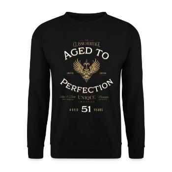 Aged to Perfection 51 Year Birthday Gift - Unisex Sweatshirt - black - Front - Alina (178cm) & Michal (187cm)