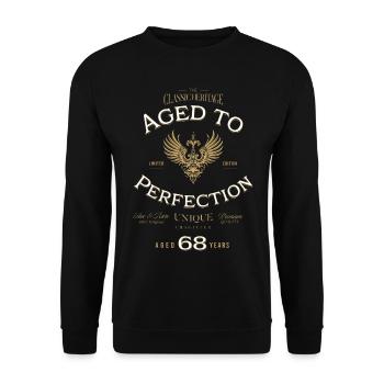 Aged to Perfection 68 Years Birthday Gift - Unisex Sweatshirt - black - Front - Alina (178cm) & Michal (187cm)