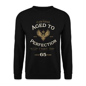 Aged to Perfection 65 Years Birthday Gift - Unisex Sweatshirt - black - Front - Alina (178cm) & Michal (187cm)