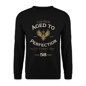 Aged to Perfection 58 Years Birthday Gift - Unisex Sweatshirt - black - Front - Alina (178cm) & Michal (187cm)