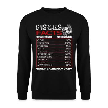 Pisces Facts Shirts Sign Of Zodiac Horoscope - Unisex Sweatshirt - black - Front - Alina (178cm) & Michal (187cm)