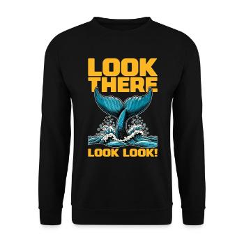 Whale Watching Look There Look Look Sea Creatures - Unisex Pullover - Schwarz - Vorne - Alina (178cm) & Michal (187cm)