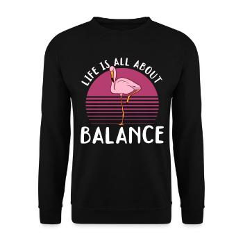 La vie est une question d’équilibre - Funny Flamingo Lover - Sweat-shirt Unisexe - noir - Devant - Alina (178cm) & Michal (187cm)