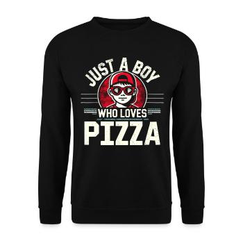 Pizza, just a boy who loves pizza - Unisex Pullover - Schwarz - Vorne - Alina (178cm) & Michal (187cm)