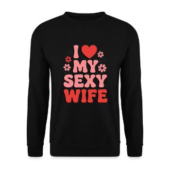 J’aime ma femme (rétro des années 80) - Sweat-shirt Unisexe - noir - Devant - Alina (178cm) & Michal (187cm)