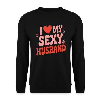 J’aime mon mari (rétro des années 80) - Sweat-shirt Unisexe - noir - Devant - Alina (178cm) & Michal (187cm)