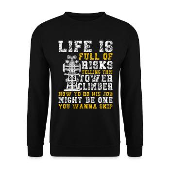 Industriekletterer Tower Climber Industrieklettern - Unisex Pullover - Schwarz - Vorne - Alina (178cm) & Michal (187cm)