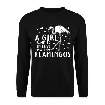 Une fille amoureuse des flamants roses - Flamingo - Sweat-shirt Unisexe - noir - Devant - Alina (178cm) & Michal (187cm)
