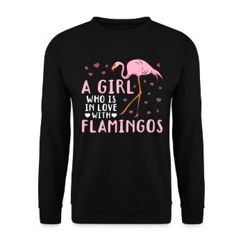 Une fille amoureuse des flamants roses - Flamingo - Sweat-shirt Unisexe - noir - Devant - Alina (178cm) & Michal (187cm)