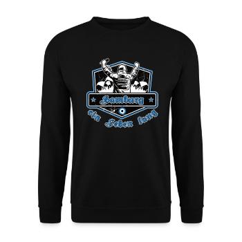 Hamburg ein Leben Lang No II - Unisex Pullover - Schwarz - Vorne - Alina (178cm) & Michal (187cm)