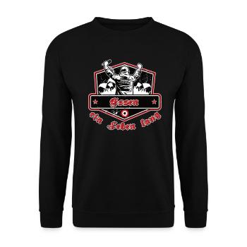 Essen ein Leben Lang No II - Unisex Pullover - Schwarz - Vorne - Alina (178cm) & Michal (187cm)