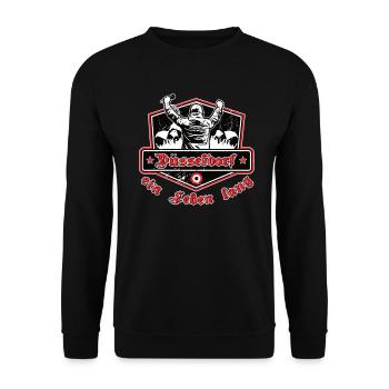 Düsseldorf ein Leben Lang No II - Unisex Pullover - Schwarz - Vorne - Alina (178cm) & Michal (187cm)