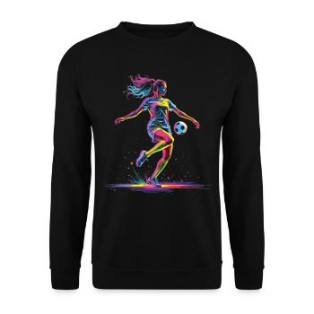 Football Soccer Femme, Coloré, Joueuse de Football Femme - Sweat-shirt Unisexe - noir - Devant - Alina (178cm) & Michal (187cm)