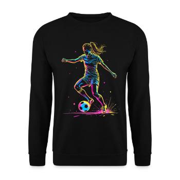 Football Soccer Femme, Coloré, Joueuse de Football Femme - Sweat-shirt Unisexe - noir - Devant - Alina (178cm) & Michal (187cm)