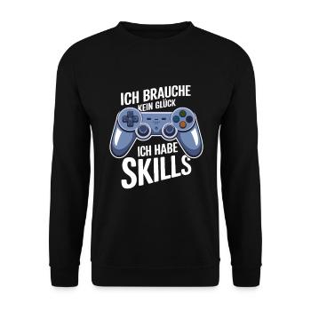 Ich hab gaming Skills - Unisex Pullover - Schwarz - Vorne - Alina (178cm) & Michal (187cm)