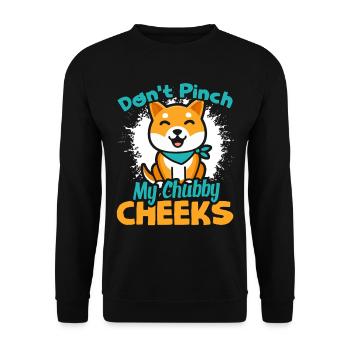 Shiba Inu Don't Pinch My Chubby Cheeks - Unisex Sweatshirt - black - Front - Alina (178cm) & Michal (187cm)