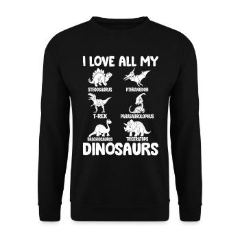 I love all my dinosaurs - Dinosaur Lover Dino - Unisex Sweatshirt - black - Front - Alina (178cm) & Michal (187cm)