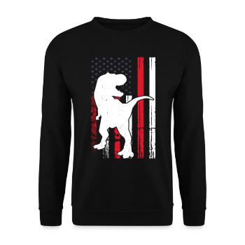 Dino Drapeau US Silhouette de dinosaure - Sweat-shirt Unisexe - noir - Devant - Alina (178cm) & Michal (187cm)