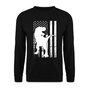 Dinosaure US Flag Dino Silhouette Dino - Sweat-shirt Unisexe - noir - Devant - Alina (178cm) & Michal (187cm)