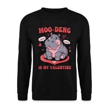 Liebe Süße Lustige Muh-Deng Ist Mein Valentinstag - Unisex Pullover - Schwarz - Vorne - Alina (178cm) & Michal (187cm)