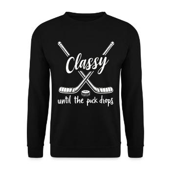 Les amateurs de hockey ont de la classe jusqu’à ce que la rondelle tombe - Sweat-shirt Unisexe - noir - Devant - Alina (178cm) & Michal (187cm)